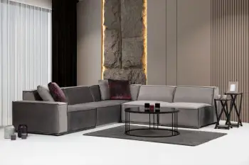 Këndare Atelier del Sofa, Lego Corner 4 (L1-O1-C-O1-O1), ngjyrë gri