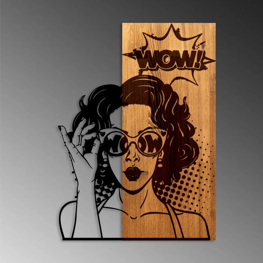 Aksesor dekorativ muri prej druri, Wallity, Wow - 5