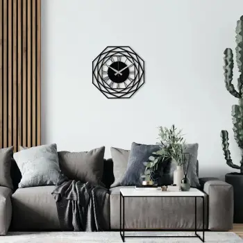 Orë muri dekorative prej metali, Wallity Enzoclock - S012, e zezë, 48x48cm