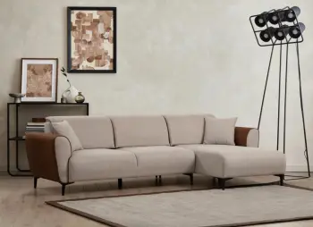 Kënd-sofë krevati Atelier del Sofa, anë e djathtë, bezhë, kanelle