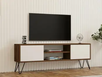Komodinë për TV Eva, arrë, bardhë