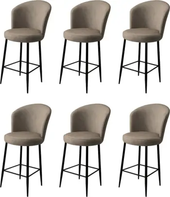 Set karrigesh për bar (6 copë), Hanah Home, Fora, kapuçino, e zezë