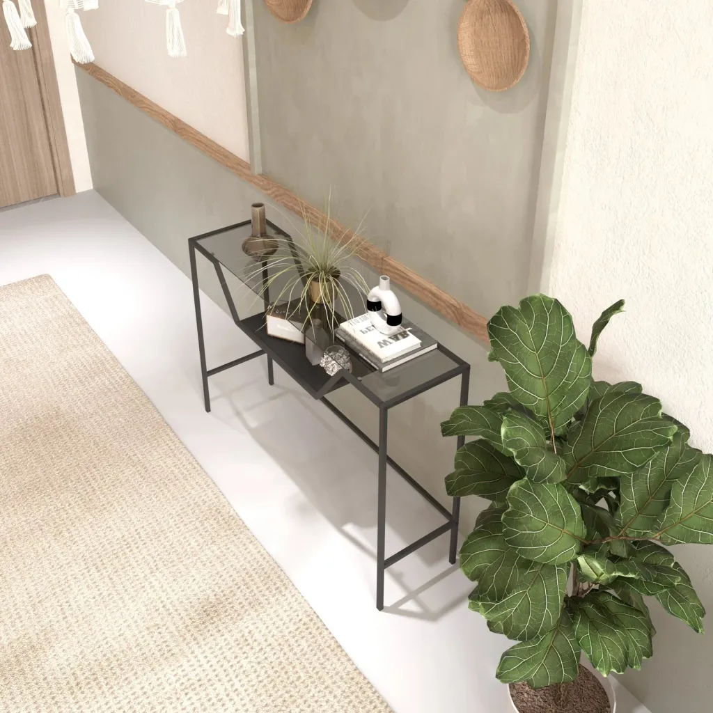 Konsolë Hanah Home, Lala, xham i zi i tymosur - 3