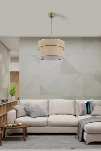 Llambë tavani Opviq Coral Conic, trup metalik, kapak pambuku, bezhë