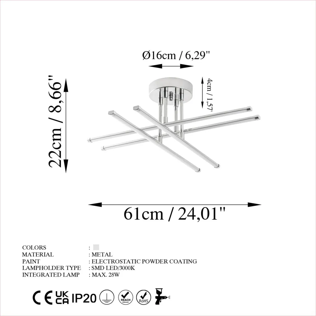 Llambë tavani moderne, krom, Opviq Exhaust-13662 - 8