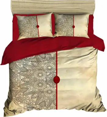Set mbulesë për dyshek dopio, L'essentiel, 465, e kuqe/bezhë/gri