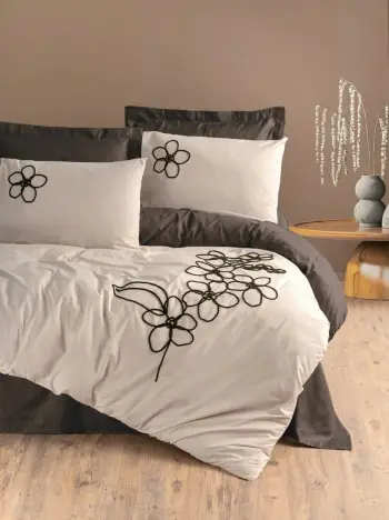 Set mbulesë për dyshek dopio Ranforce L'essentiel, Panos, ngjyrë kafe/krem