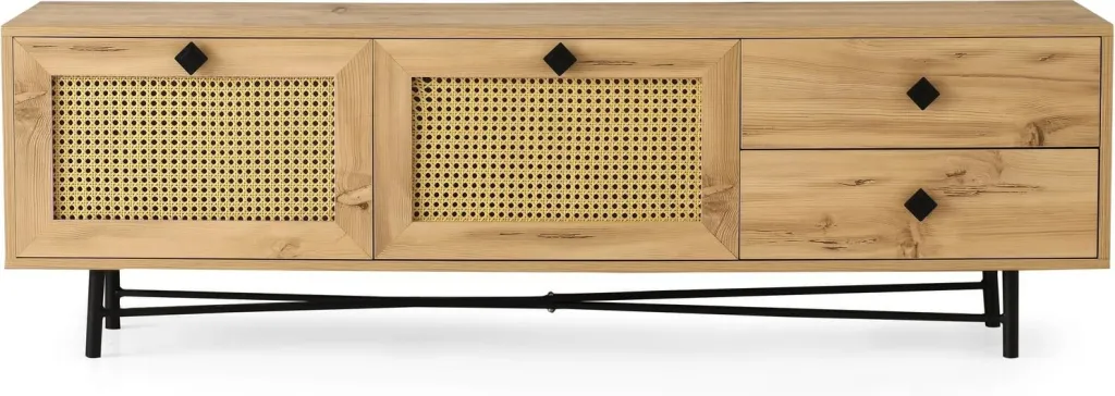 Komodë TV Hanah Home, Hapsiyas 180, ngjyrë lis dhe e zezë - 3