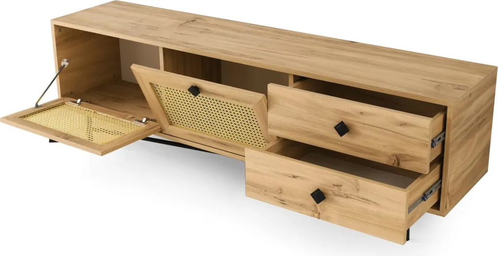 Komodë TV Hanah Home, Hapsiyas 180, ngjyrë lis dhe e zezë - 4