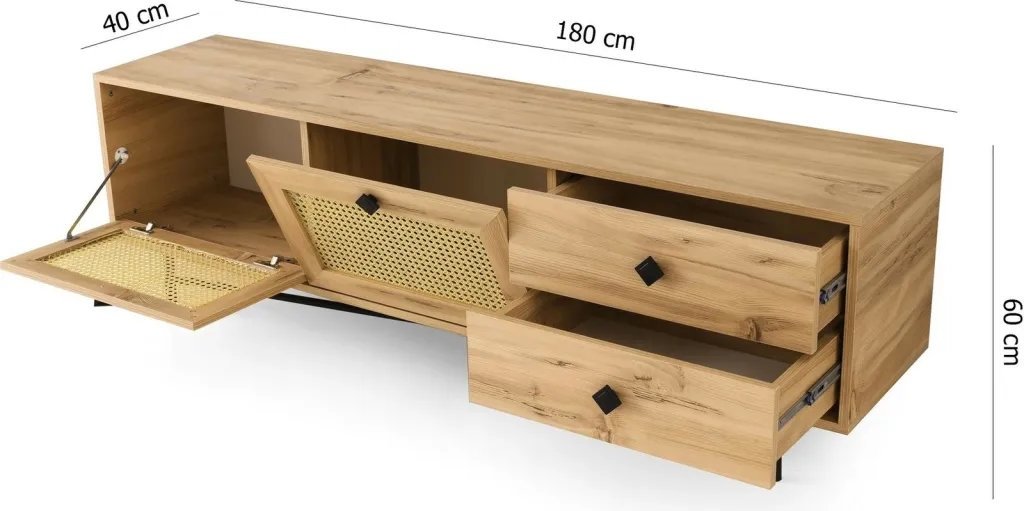 Komodë TV Hanah Home, Hapsiyas 180, ngjyrë lis dhe e zezë - 7