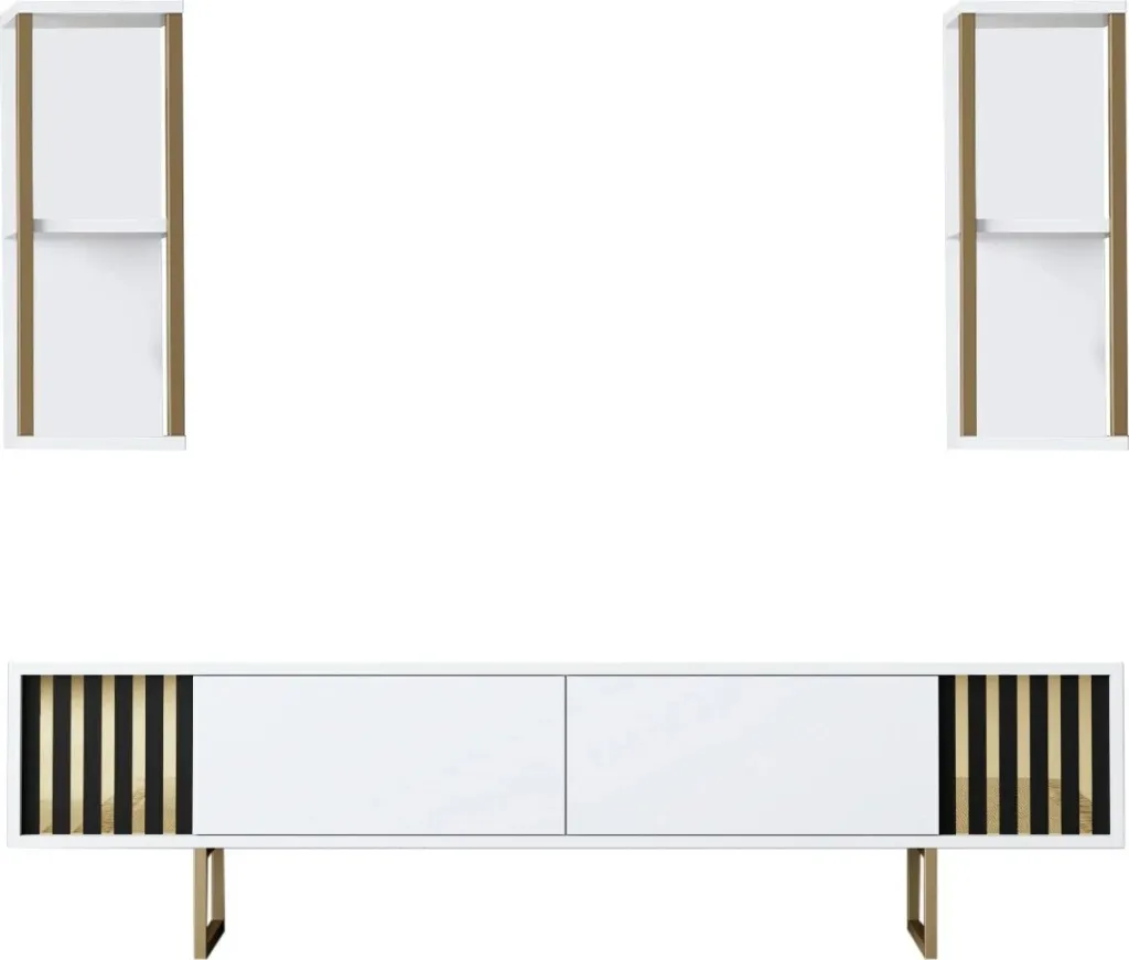 Set mobiljesh për dhomë dite, Gold Line, e bardhë, ari - 8