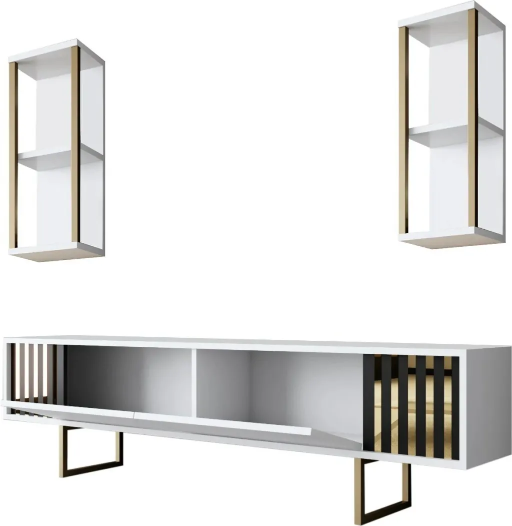 Set mobiljesh për dhomë dite, Gold Line, e bardhë, ari - 9