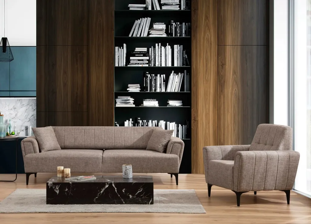 Divan treshe Lora, ngjyrë kafe e çelët, Atelier del Sofa - 2