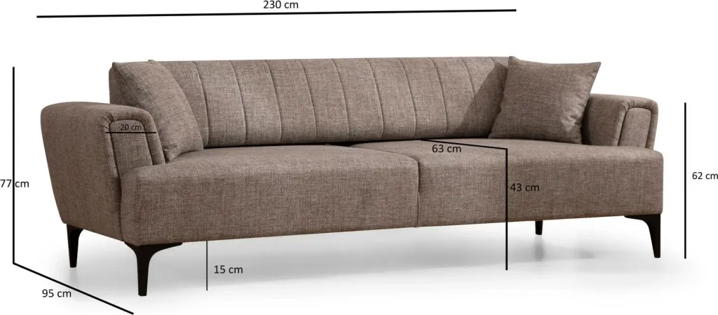 Divan treshe Lora, ngjyrë kafe e çelët, Atelier del Sofa - 8