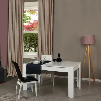 Tavolinë ngrënieje Hanah Home, Barra, ngjyrë e bardhë shkëlqyese