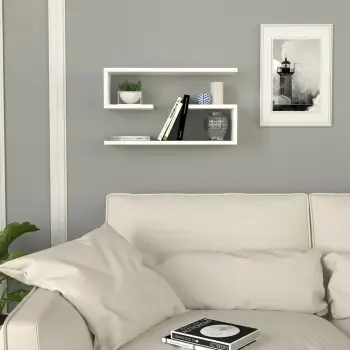 Raft muri Jenika, ngjyrë e bardhë, set prej 2 copash