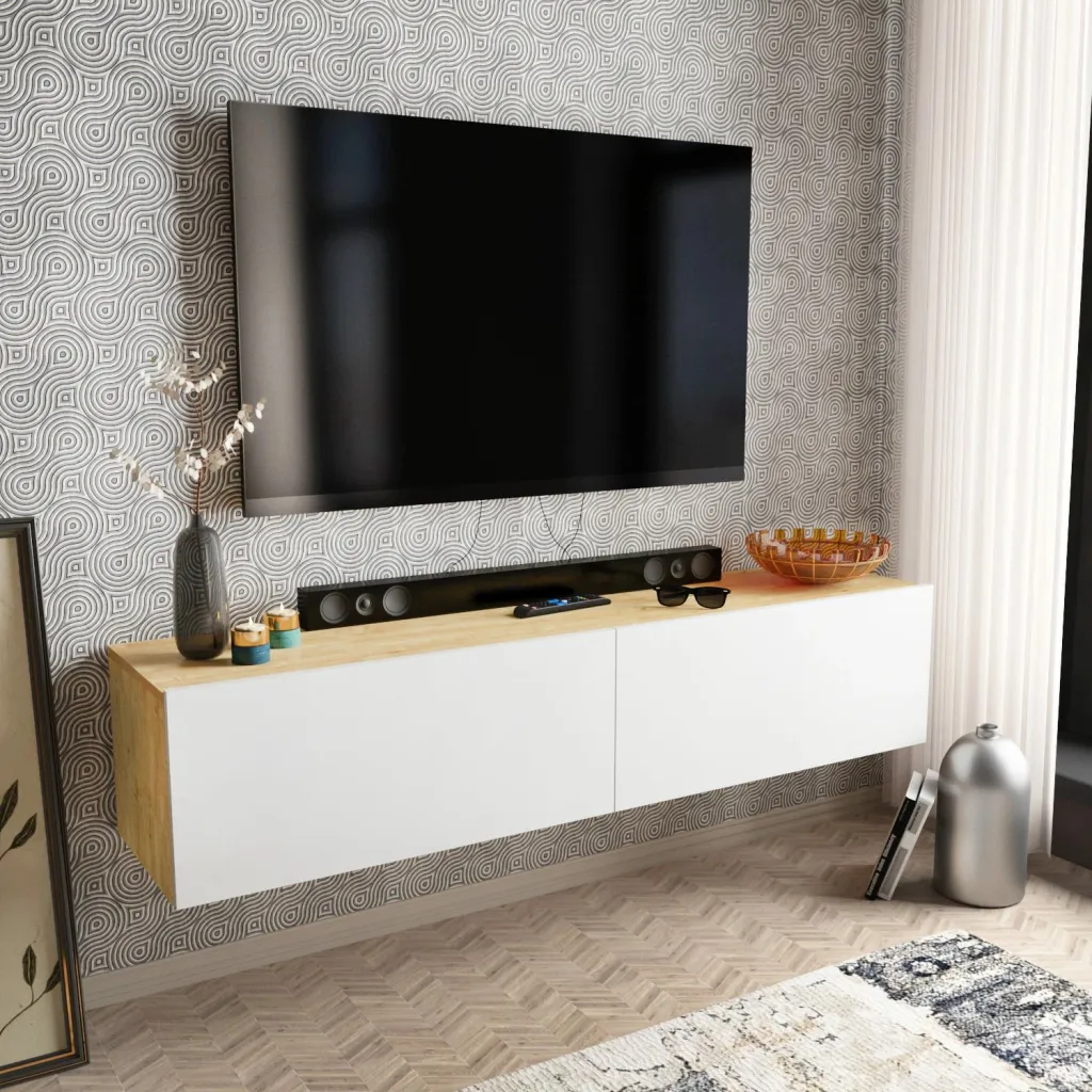 Komodinë për TV Poling, bardhë, safir - 1