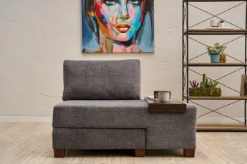 Krevate-kolltuk një vendësh, Atelier del Sofa, Perenna Chenille, antracit, e djathtë
