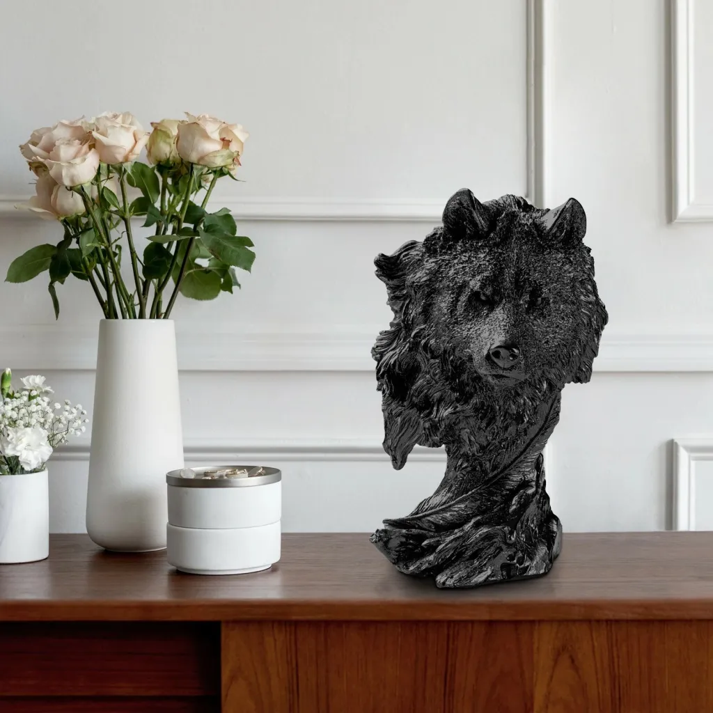 Objekt dekorativ Aberto Design, ujk, Wolf-4, ngjyrë e zezë - 1