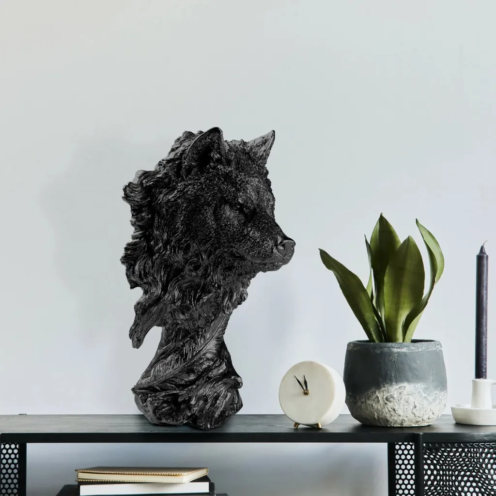 Objekt dekorativ Aberto Design, ujk, Wolf-4, ngjyrë e zezë - 2