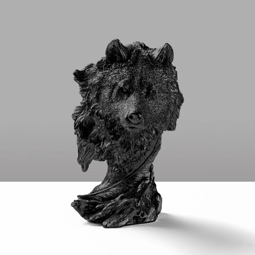 Objekt dekorativ Aberto Design, ujk, Wolf-4, ngjyrë e zezë - 4