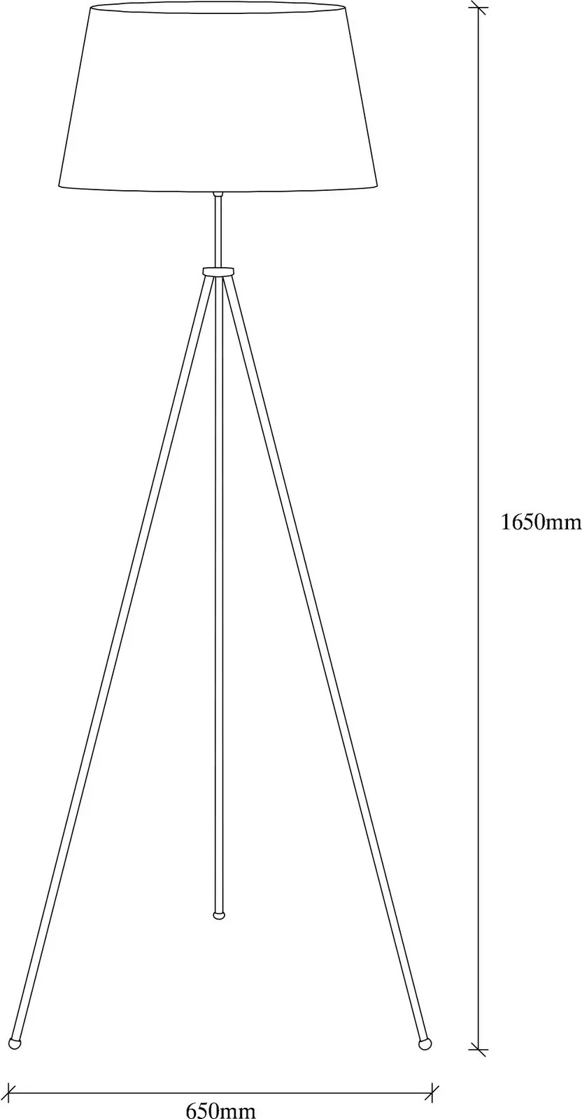 Llambë dyshemeje Opviq, tripod, e zezë, 65x65x165 cm - 3
