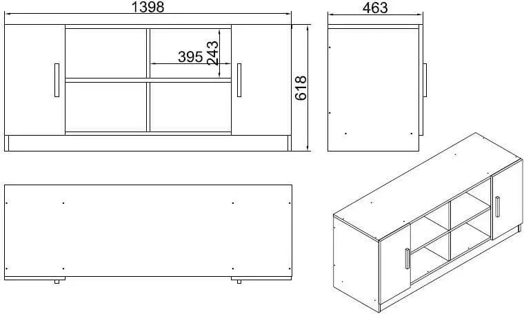 Dollap multifunksional Hanah Home, Vo7-Ba, ngjyrë arr dhe antracit - 6