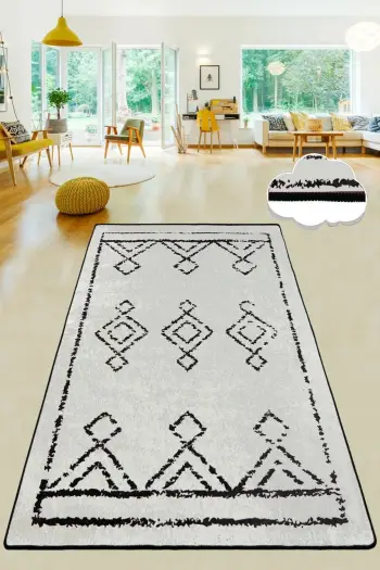 Qilim për korridor, Hypnose Conceptum, ngjyrë e zezë me të bardhë, 80x300cm