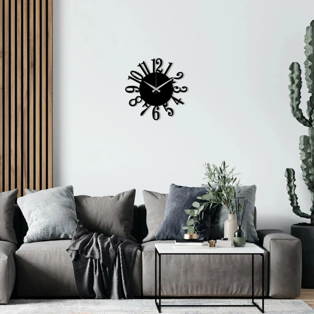 Orë muri dekorative prej metali, Wallity Enzoclock - S005, e zezë, 48x48cm - 2