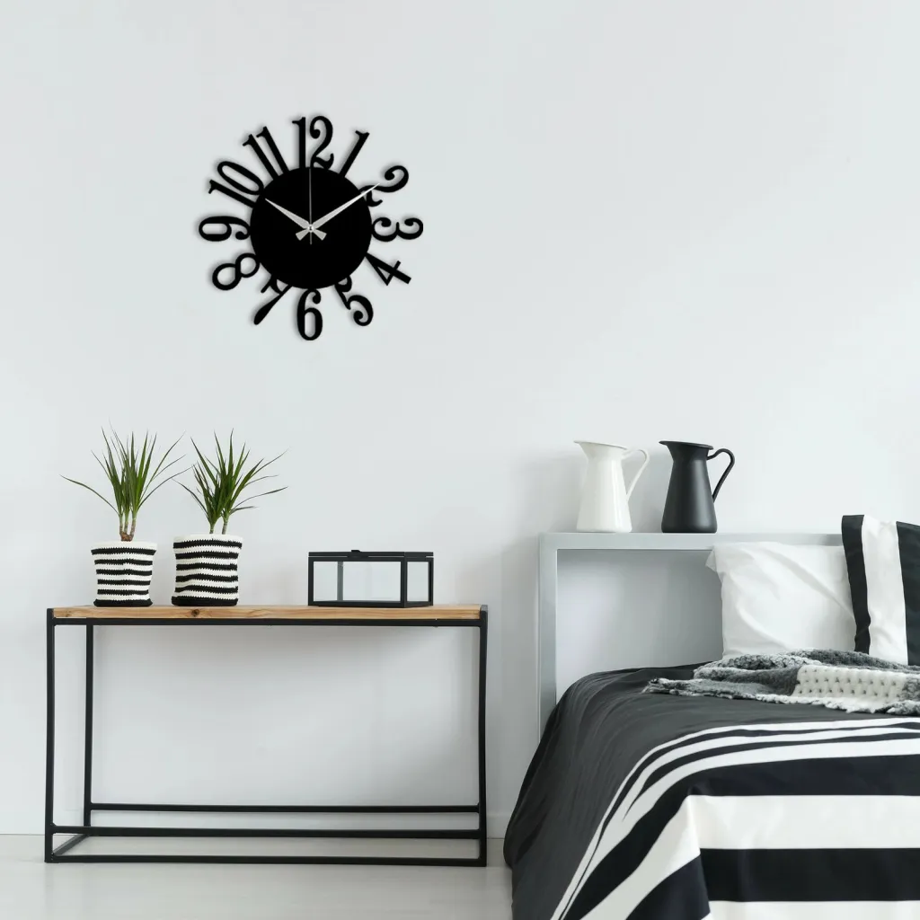 Orë muri dekorative prej metali, Wallity Enzoclock - S005, e zezë, 48x48cm - 3