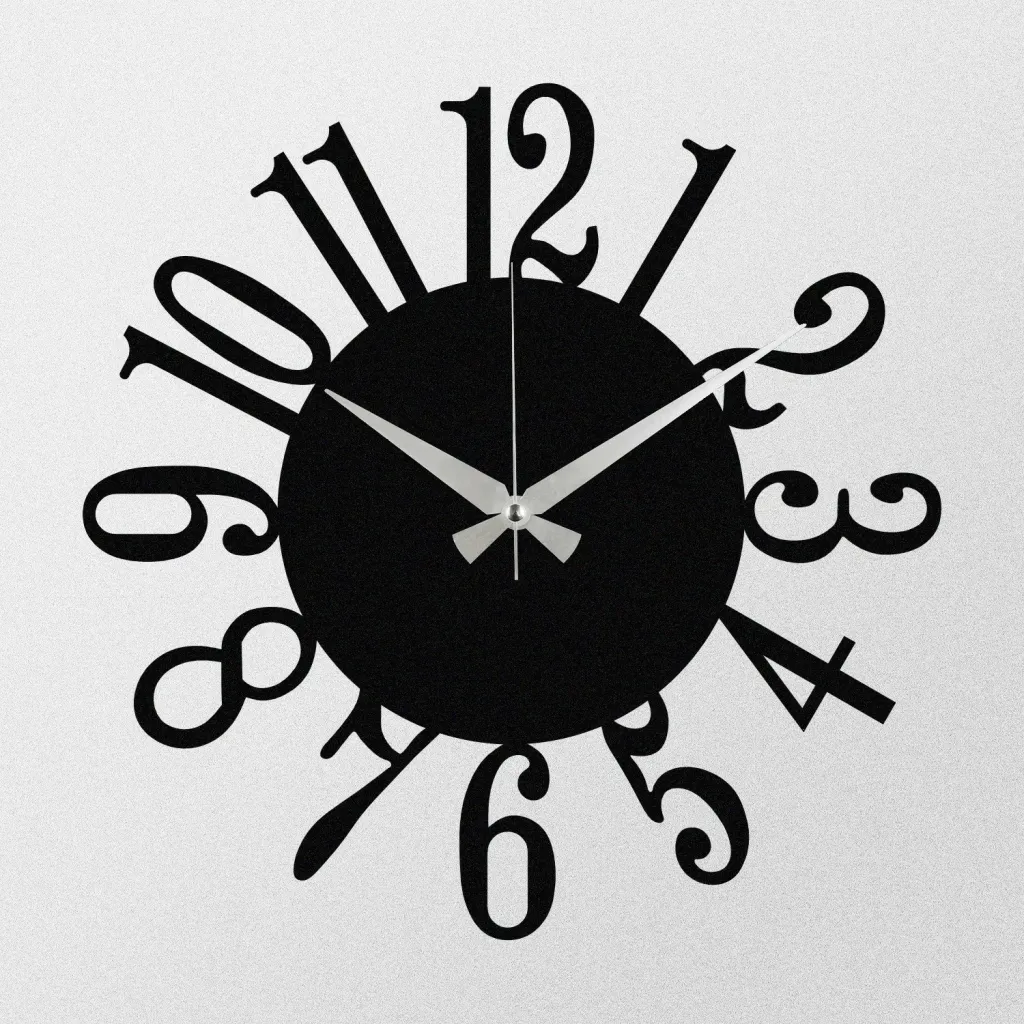 Orë muri dekorative prej metali, Wallity Enzoclock - S005, e zezë, 48x48cm - 4
