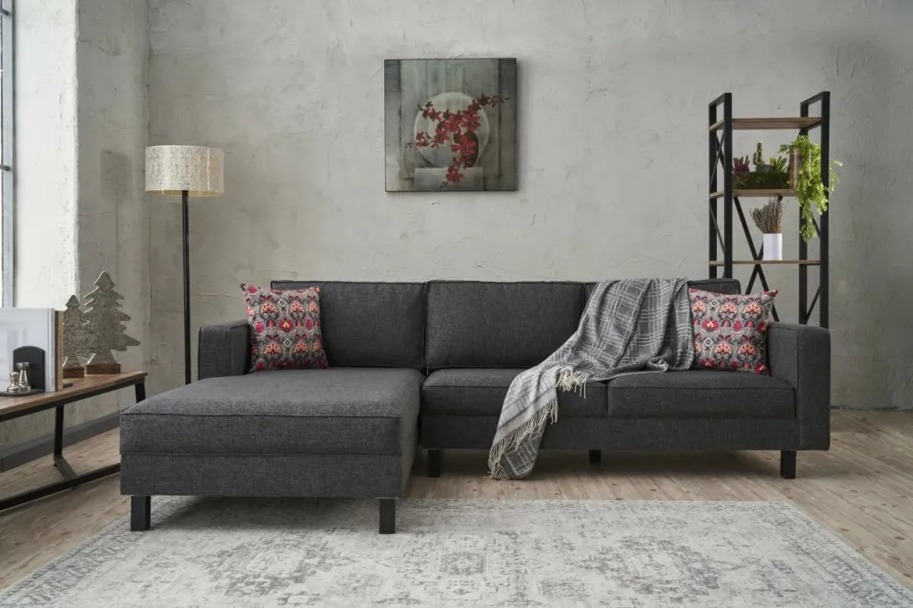 Këndare Atelier del Sofa, kadife Kale, kënd i majtë, anthracite - 1