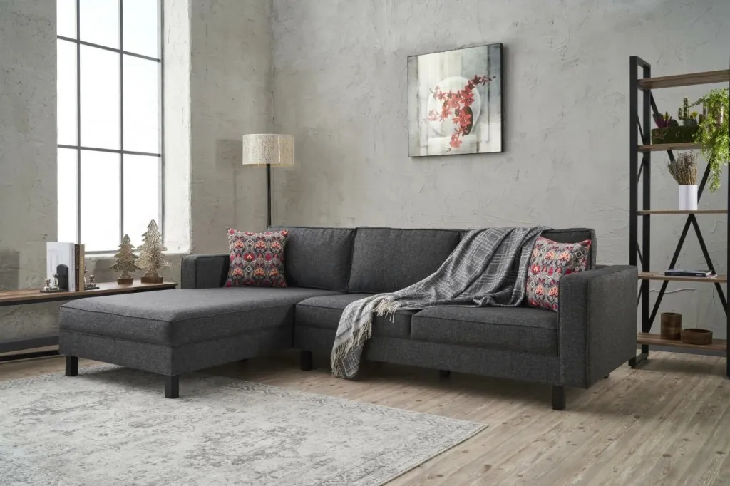 Këndare Atelier del Sofa, kadife Kale, kënd i majtë, anthracite - 2
