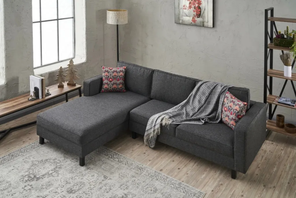 Këndare Atelier del Sofa, kadife Kale, kënd i majtë, anthracite - 3