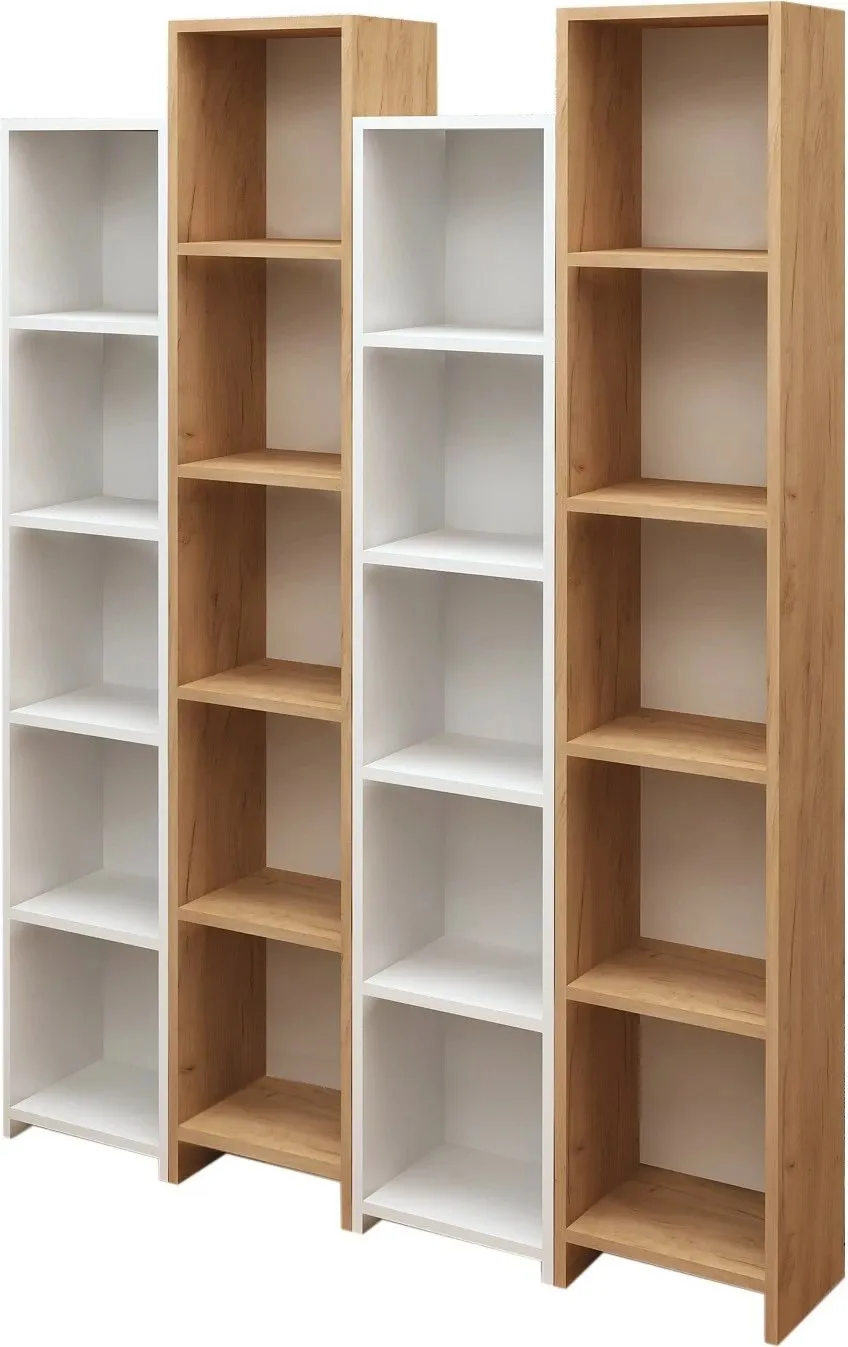 Raft librash Hanah Home, Semm, ngjyrë lis dhe e bardhë, 4 copë - 3