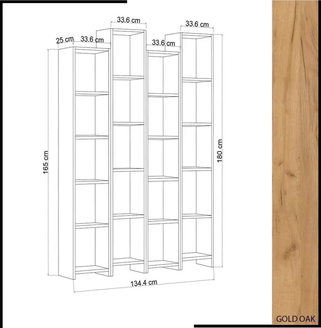 Raft librash Hanah Home, Semm, ngjyrë lis dhe e bardhë, 4 copë - 4