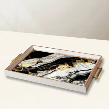 Tabaka dekorative prej qelqi, Aberto Design, TPEA10044, shumëngjyrëshe, 50x29x3.5 cm