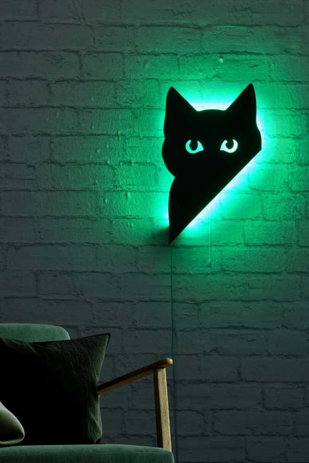 Dritë dekorative LED, formë mace, ngjyrë e gjelbër, Wallity Cat 2 - 3