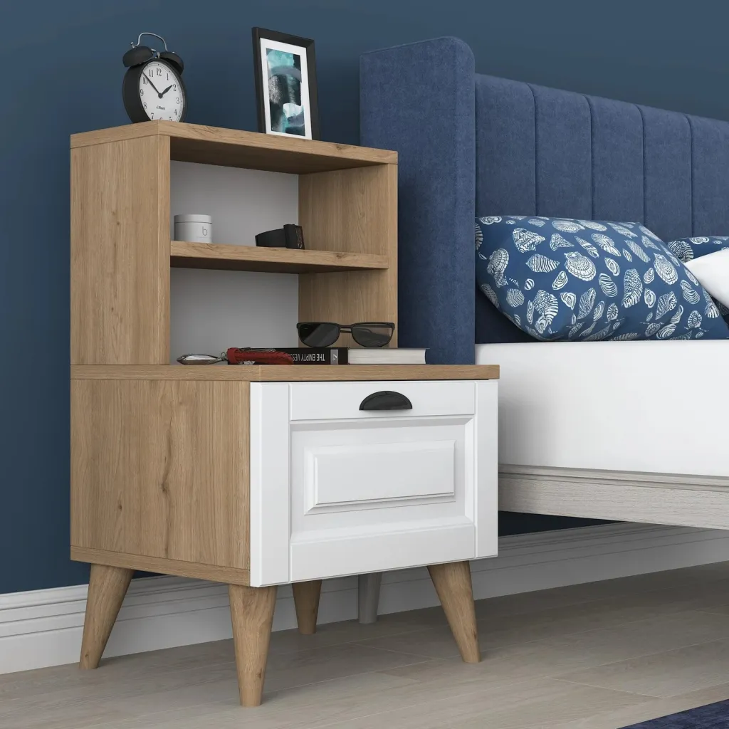 Komodin Hanah Home, BD105 - 2786, ngjyrë arre dhe e bardhë - 2