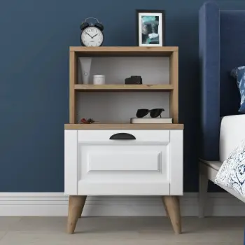 Komodin Hanah Home, BD105 - 2786, ngjyrë arre dhe e bardhë