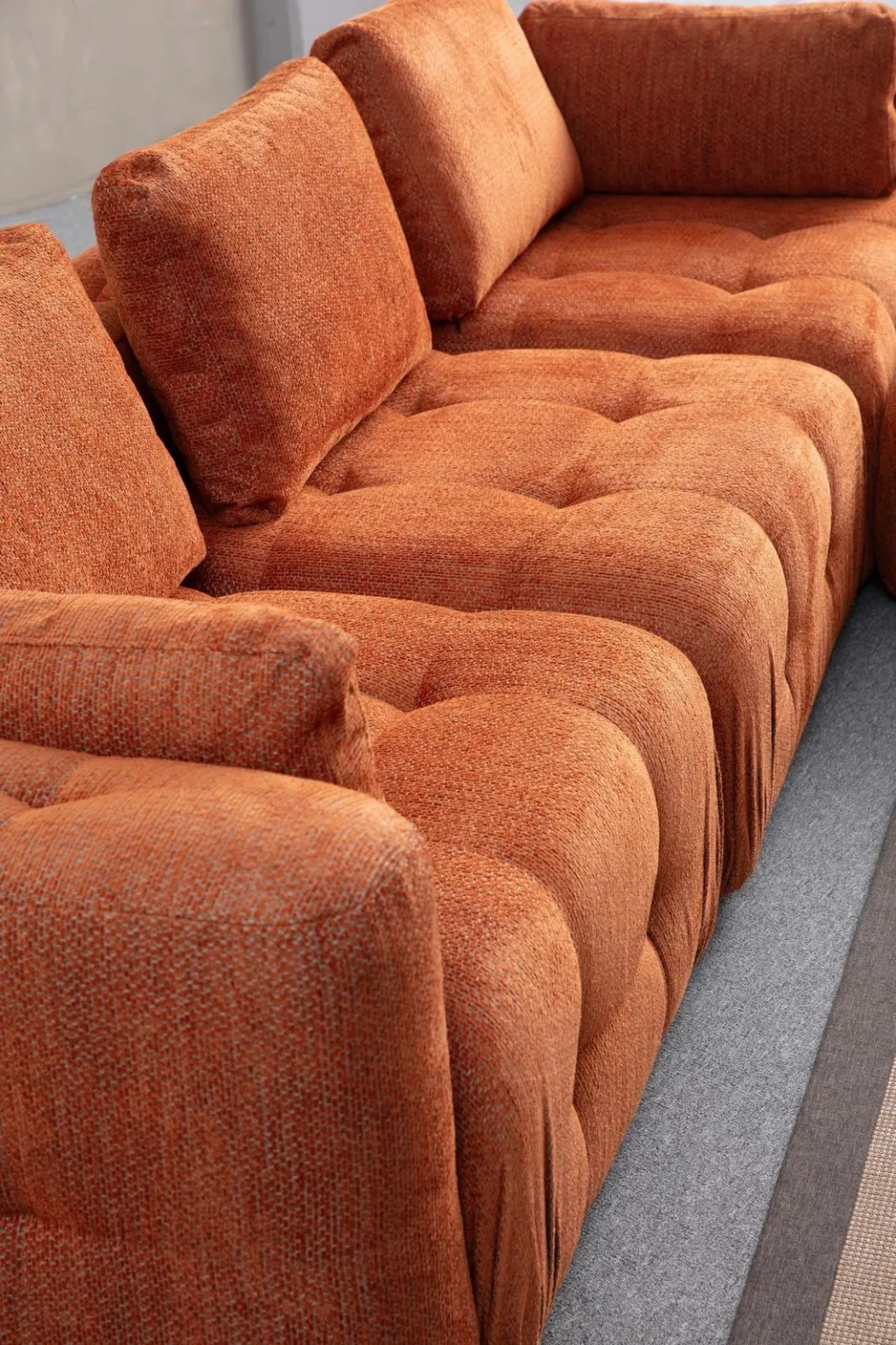 Këndare Amaris 3 vendëshe me pouffe, portokalli - 3