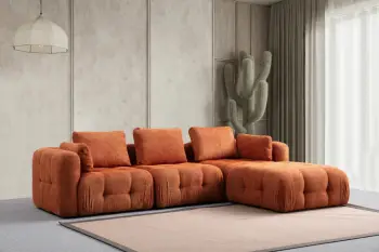 Këndare Amaris 3 vendëshe me pouffe, portokalli