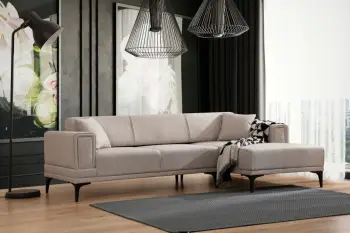 Kënd-sofë krevate Atelier del Sofa, Horizon, këndi djathtë, ngjyrë kafe e çelët