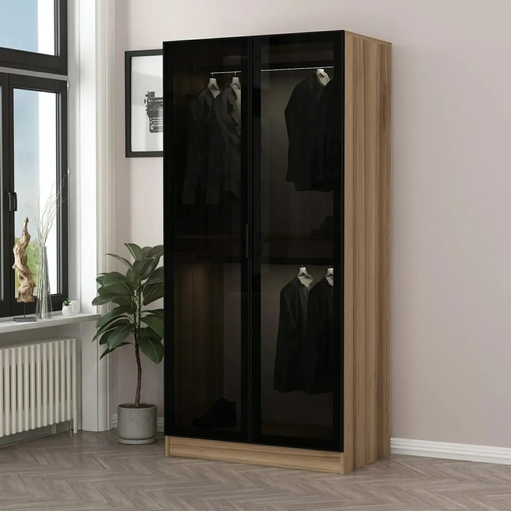 Dollap Rrobash Kale Glass Dark Grey1, gri e errët - 1