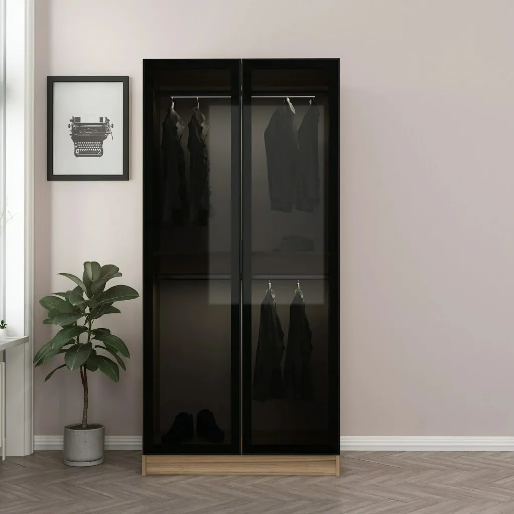 Dollap Rrobash Kale Glass Dark Grey1, gri e errët - 2
