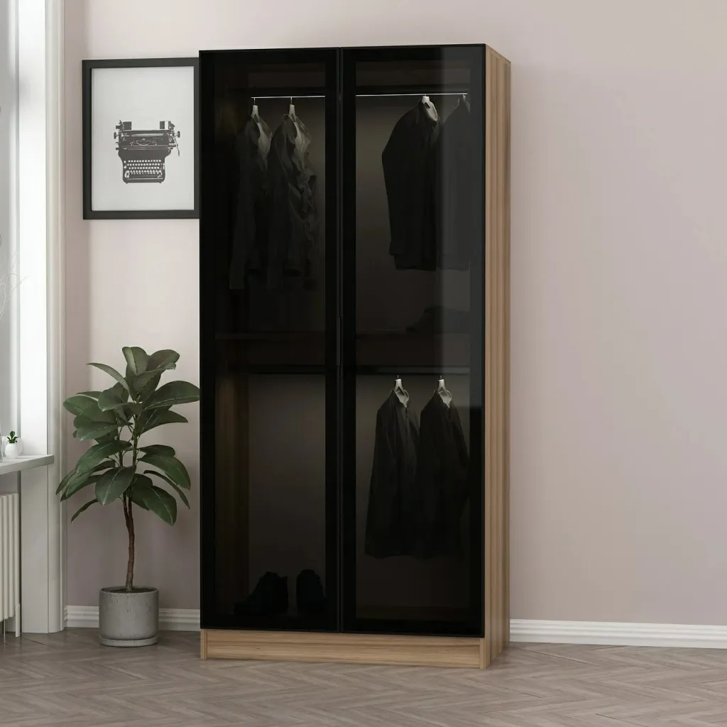 Dollap Rrobash Kale Glass Dark Grey1, gri e errët - 3