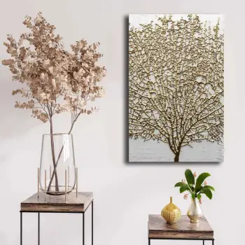Pikturë dekorative në kanavacë, ngjyrë ari dhe e bardhë, 45x70cm, Wallity 4570NISC-021