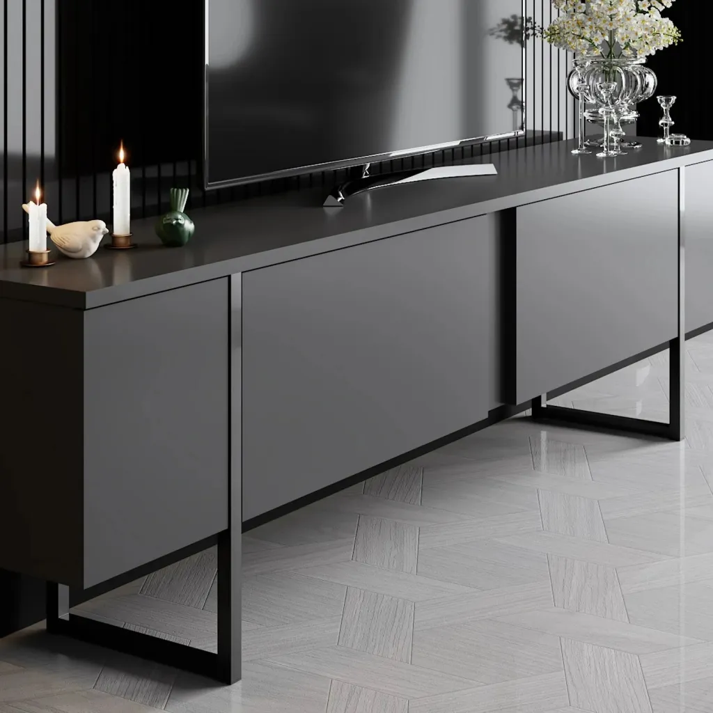 Set mobiljesh për dhomë dite, Luxe, antracit, e zezë - 5