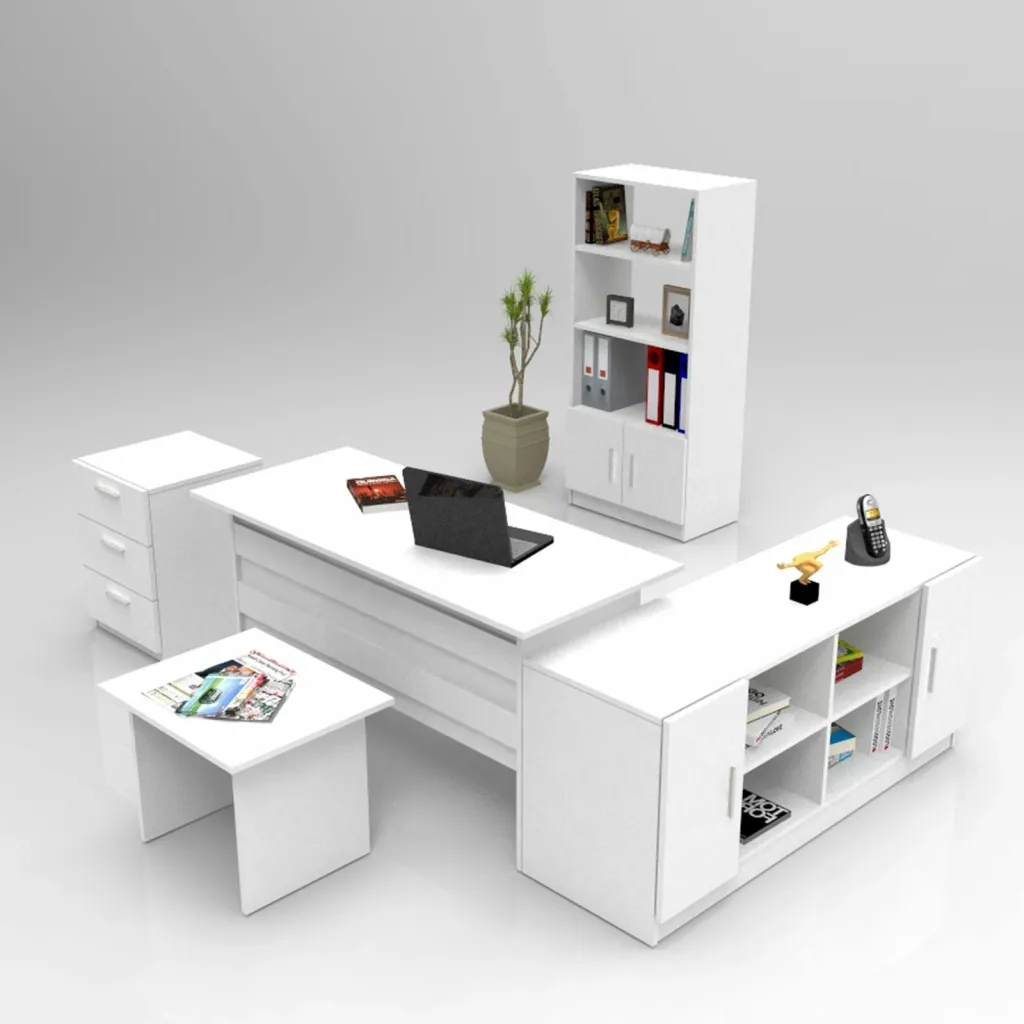 Set mobiljesh për zyre Hanah Home, Vo14-W, ngjyrë e bardhë - 1