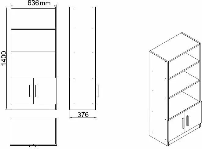 Set mobiljesh për zyre Hanah Home, Vo14-W, ngjyrë e bardhë - 10